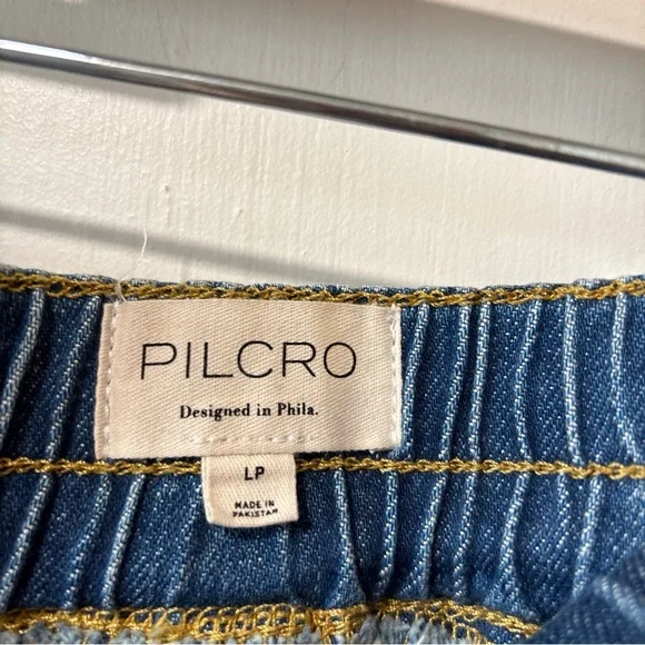 Anthropologie PILCRO The Izzie Relaxed Pull-On Barrel Denim Jeans Pants Size L P - Picture 5 of 11